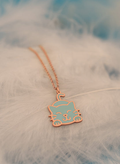 925 Sterling Silver Enamel Cat Necklace