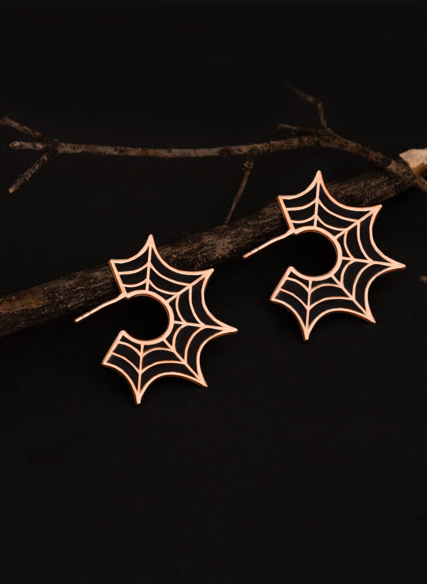 925 Sterling Silver Enamel Spider Web Earrings - Halloween Jewelry