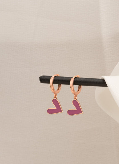 925 Sterling Silver Purple Heart Earring