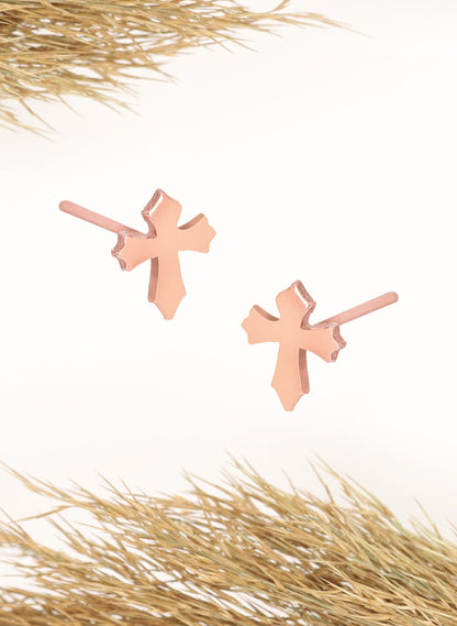 925 Sterling Silver Tiny Cross Earring