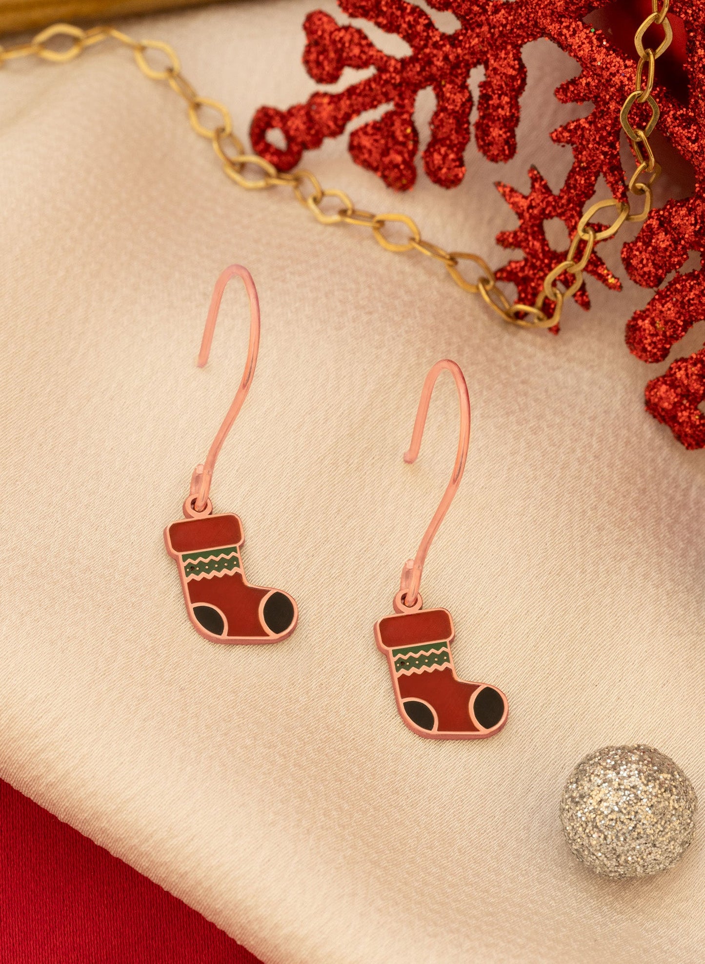 925 Sterling Silver Christmas Stocking Earrings