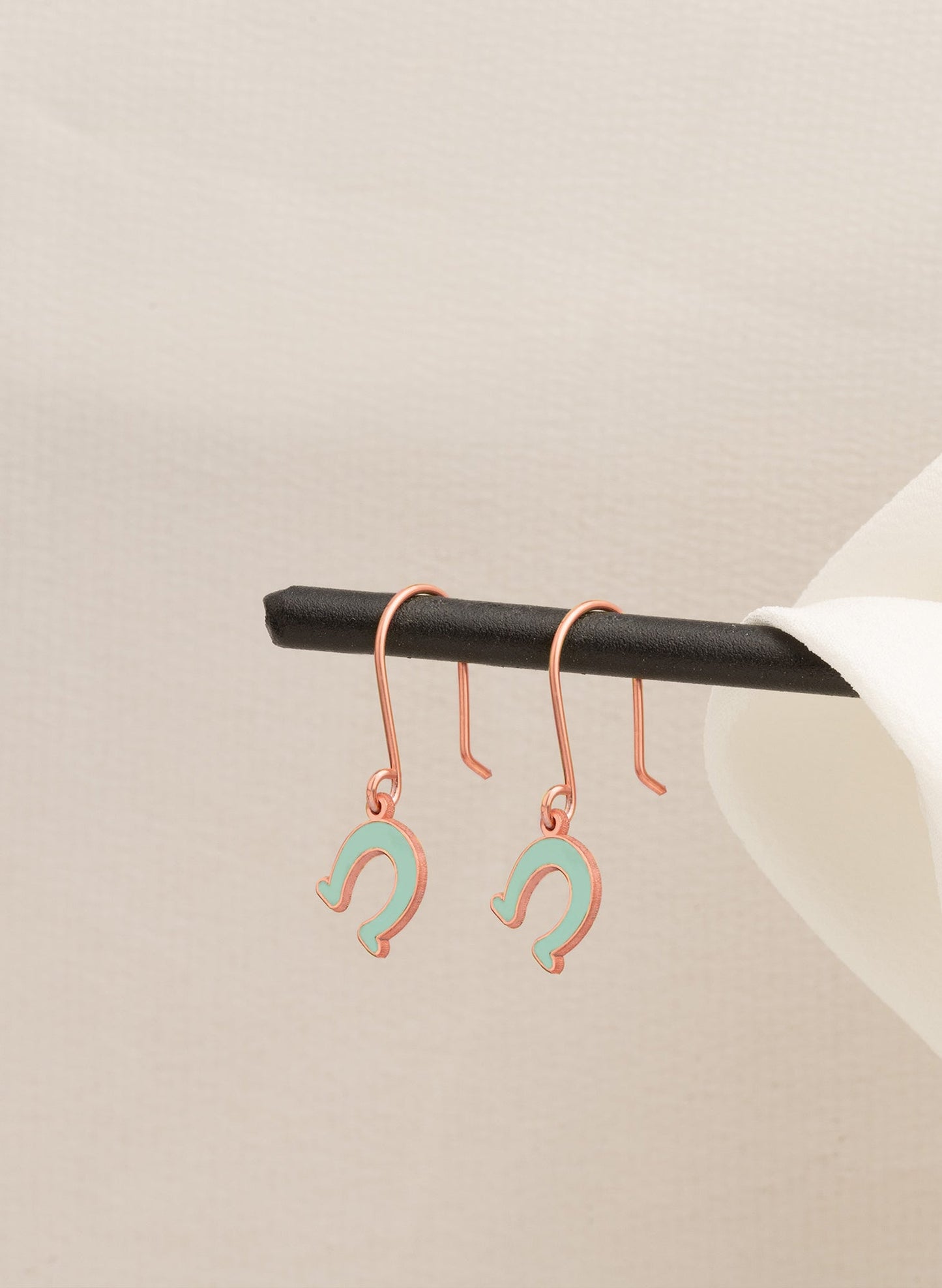 925 Sterling Silver Enamel Horseshoe Earrings