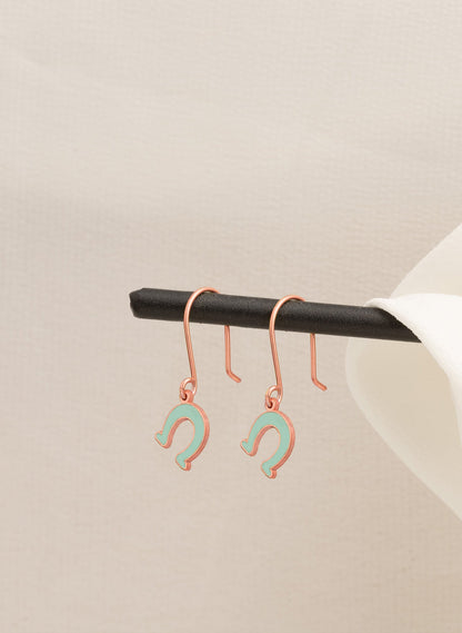 925 Sterling Silver Enamel Horseshoe Earrings