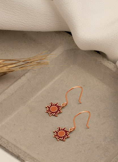 925 Sterling Silver Red Sun Earrings