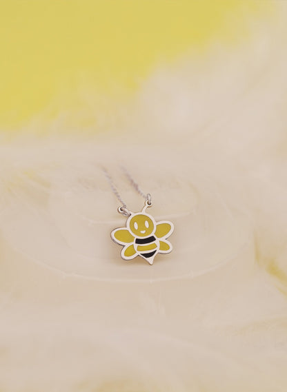 925 Sterling Silver Bee Enamel Necklace