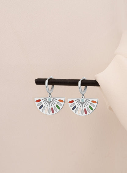 925 Sterling Silver Enamel African Earring
