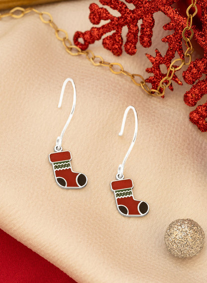 925 Sterling Silver Christmas Stocking Earrings