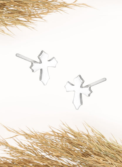 925 Sterling Silver Tiny Cross Earring