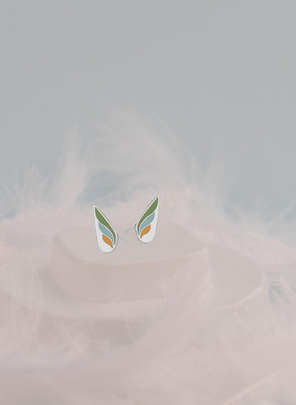 925 Sterling Silver Multi Color Wings Earring